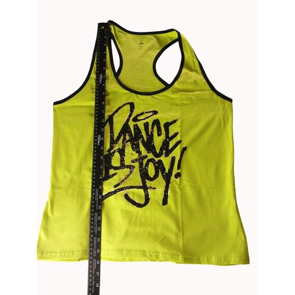 Zumba Dance Instructor Racerback Tank Top Neon Green Black XXL Dance Joy New - Picture 13 of 13